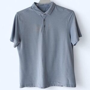 Lululemon Men's Grey Short Sleeve Polo‎ Shirt Athleisure Size Large
